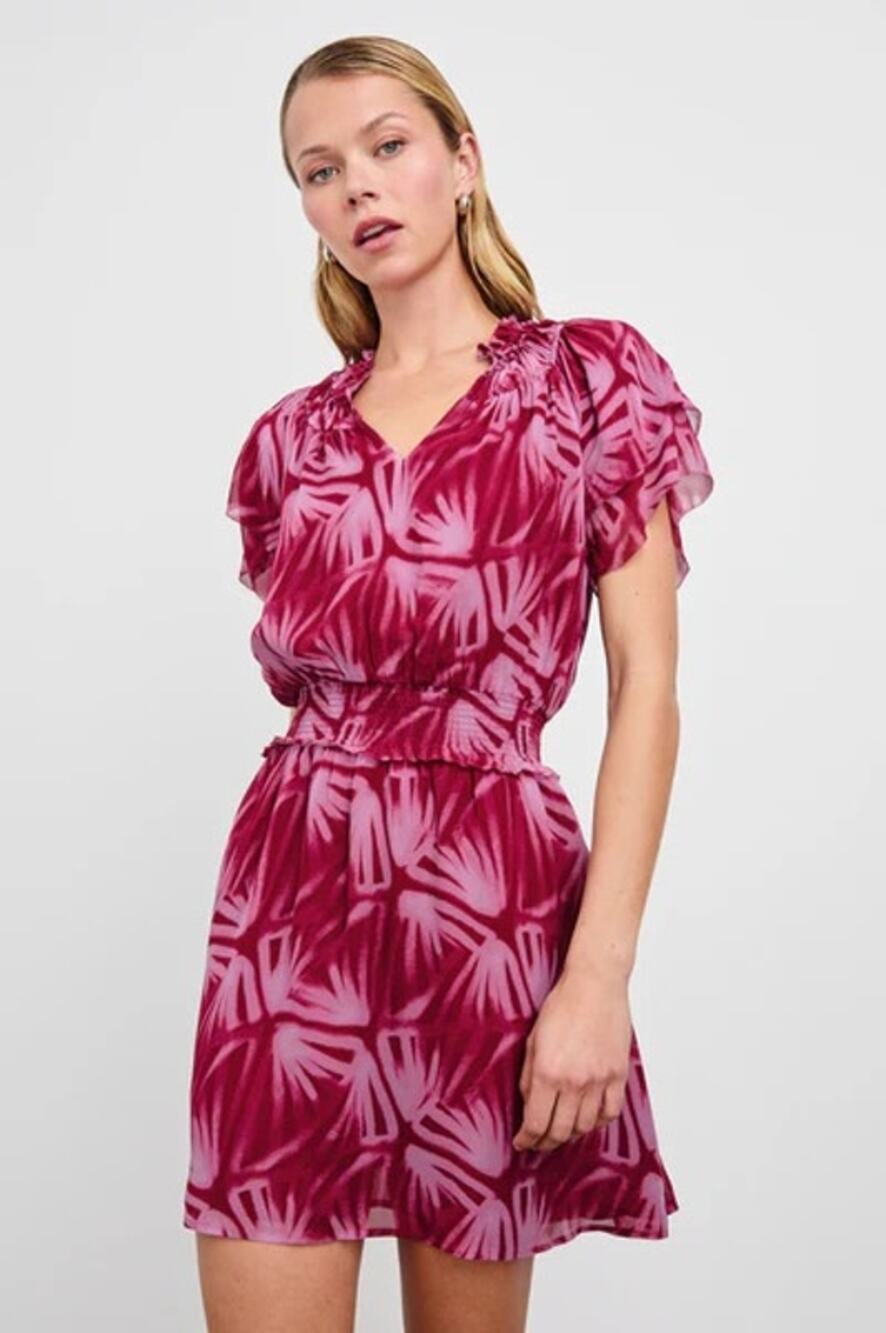 Rails Terrin Bahia Tropical Print Smocked Mini Dress Small